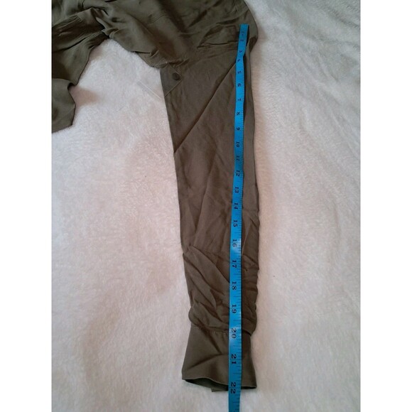 ModCloth Trusty Travel Tie Waist Button Up Top Shirt Olive Green Size XXS - Picture 9 of 12